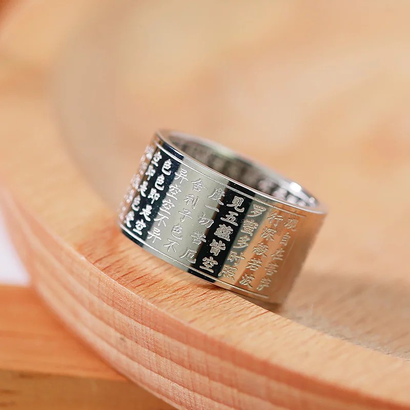 Sw | Nhẫn Lụa Hình Trái Tim Phong Cách Phật Giáo | Nhẫn Thép Titan Mạ Vàng Hồng 18K Thời Trang | Nhẫn Thép Không Gỉ | Nhẫn Thời Trang Mới