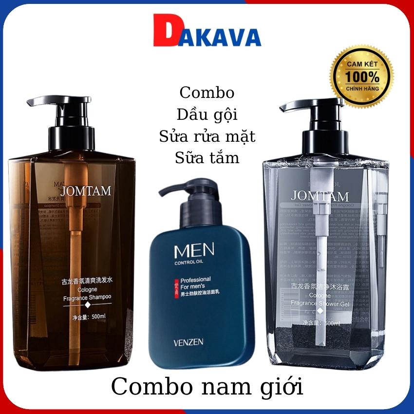 Combo Sửa rửa mặt dầu gội đầu sữa tắm nam giới nội địa trung DAKAVA CB02