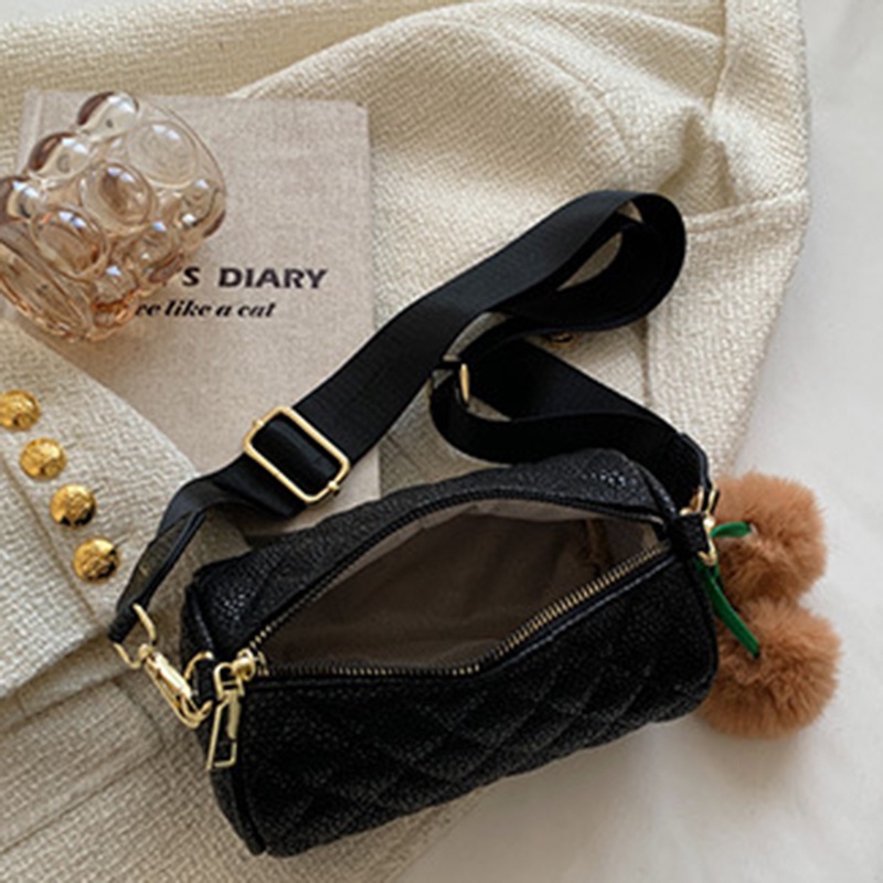 Túi Đeo Vai Hình Trụ Họa Tiết Hình Thoi Đơn Giản Cho Nữ