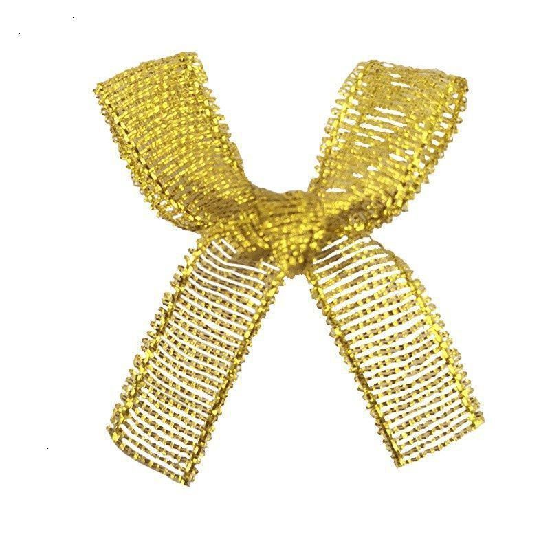 Set 200 nơ ruy băng kim tuyến lấp lánh bằng polyester rộng 4cm màu vàng/bạc dùng trang trí giáng sinh DIY