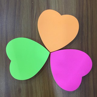 Giấy note ghi chú 5 màu hình trái tim - Combo 5 xấp