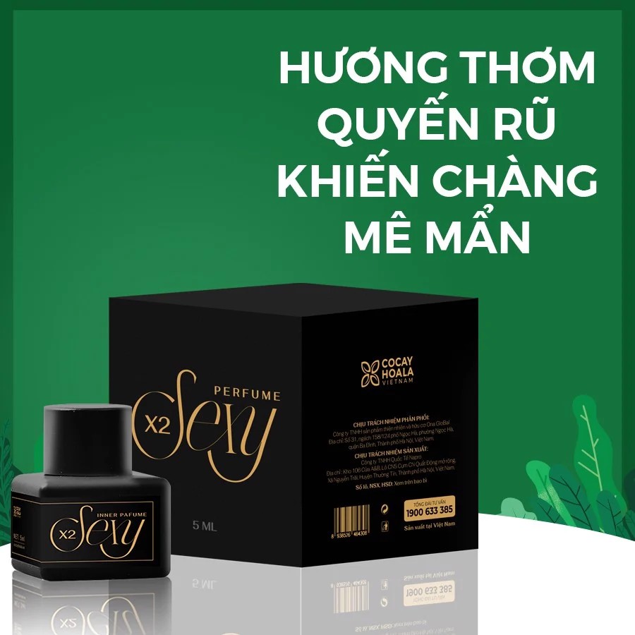 Nước hoa vùng kín X2 Sexy COCAYHOALA 5ml - khử mùi hôi, tạo hươn thơm tự nhiên, làm hồng và se khít vùng kín