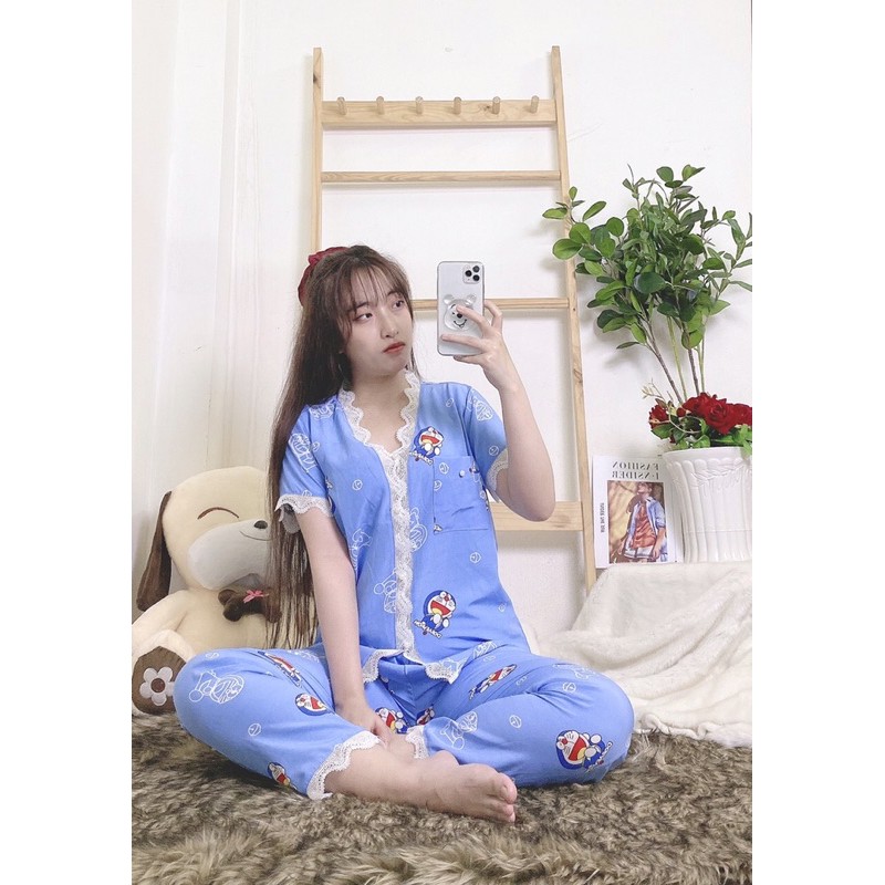 Đồ Bộ Pijama Lụa Ren Lưới TNQD.