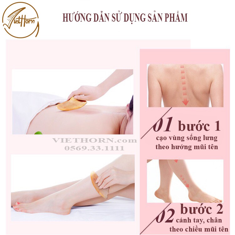 Miếng cạo gió SỪNG đánh gió, Giải cảm , chăm sóc da toàn thân giúp lưu thông tuần hoàn máu VIETHORN