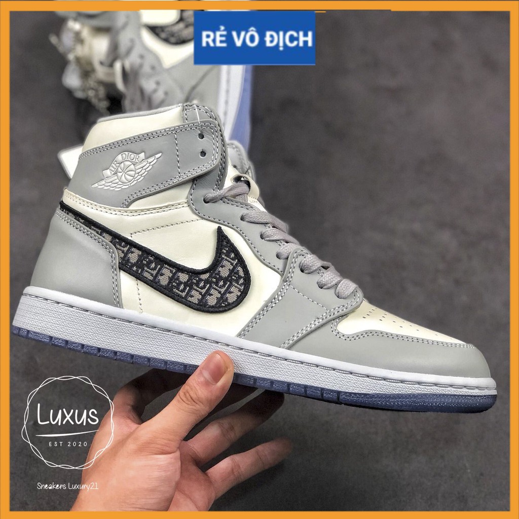 (FREESHIP+QUÀ+HỘP) Giày thể thao AIR JORDAN 1 Retro High cao cổ xám trắng