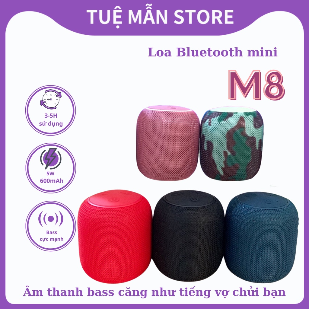 Loa Bluetooth Mini M8 Tueman Bass Cực Mạnh, Loa Bluetooth Di Động Âm Thanh Sống Động Pin Siêu Trâu Hỗ Trợ Thẻ Nhớ