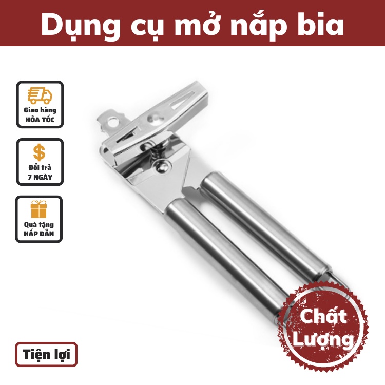 Dụng cụ mở nắp bia,cắt nắp lon bia, đồ khui hộp thông dụng đa năng chất liệu Inox tay cầm chống trượt cao cấp chính hãng