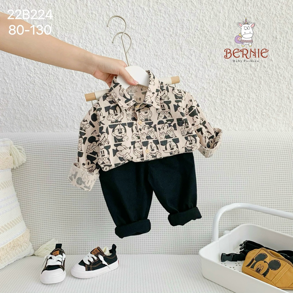 BERNIE - BỘ SƠMI MICKEY DÀI TAY SIÊU HOT HIT CHO BÉ