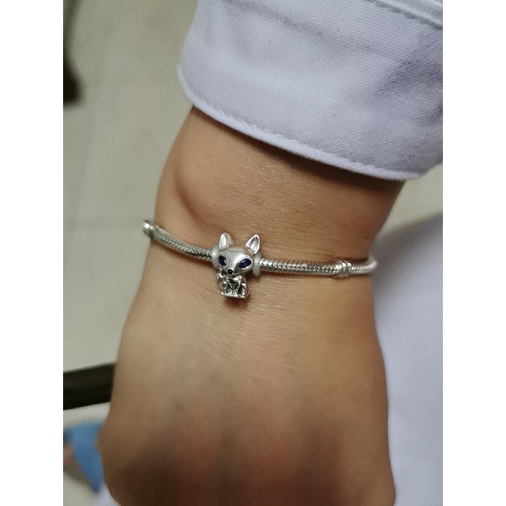 Hạt charm hình cáo mắt xanh dương