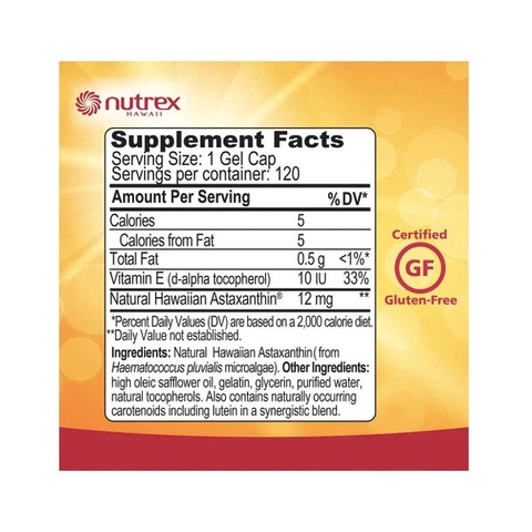 Viên chống oxy hóa BioAstin Hawaiian Astaxanthin 12mg 120 viên