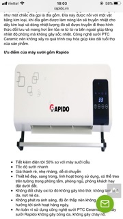 Máy sưởi gốm Rapido RCH2000-M