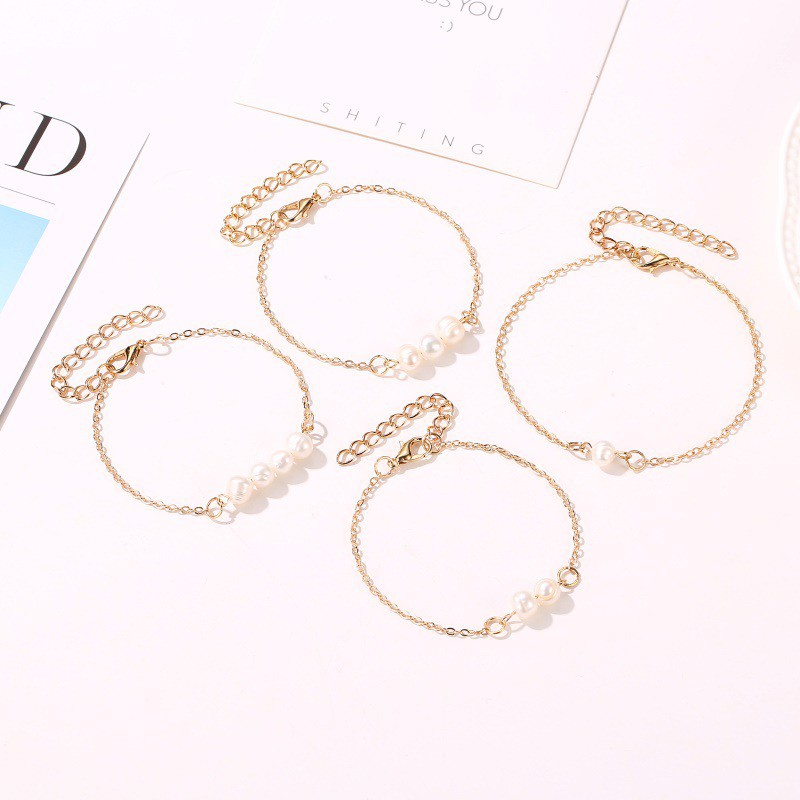 Vòng tay đính hạt ngọc trai nhân tạo đơn giản thời trang Hàn Quốc