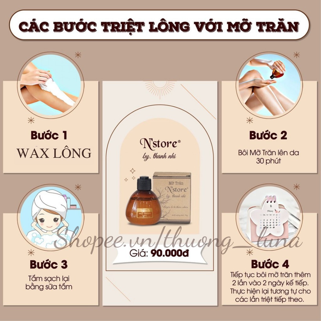 Combo triệt lông Wax Shiny handmade +mỡ trăn N store triệt lông tại nhà