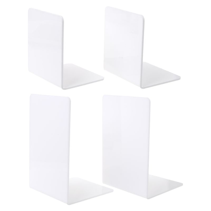 Bộ 2 Giá Đỡ Sách Hình Chữ L Bằng Acrylic Màu Trắng Để Bàn Tiện Dụng