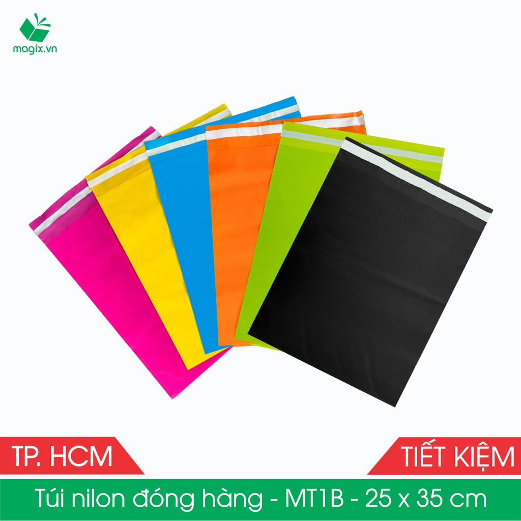 MT1B - 25x35 cm - Túi nilon TIẾT KIỆM gói hàng - 300 túi niêm phong đóng hàng màu ĐEN