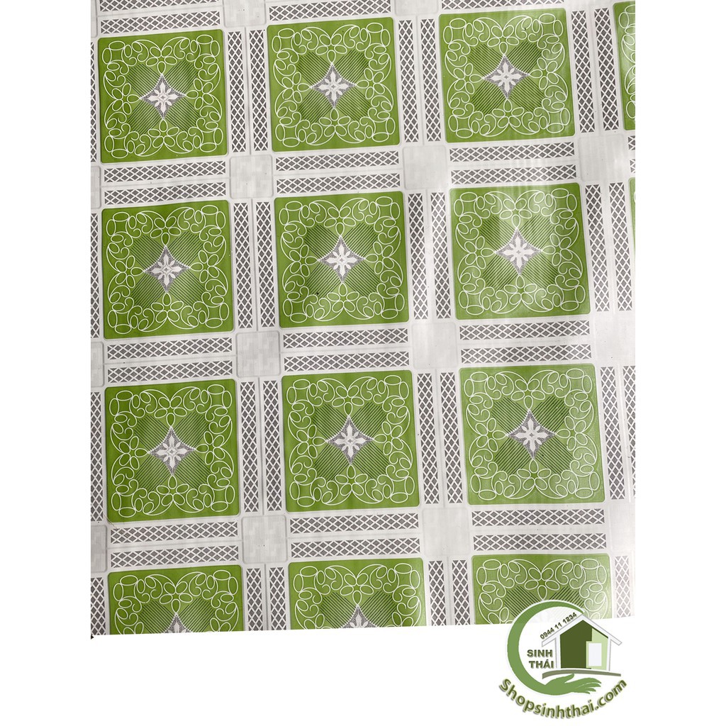 Thảm simili lót trải sàn ô vuông xanh lá kẻ sọc trắng - thảm nhựa pvc- 1m² - khổ 1m