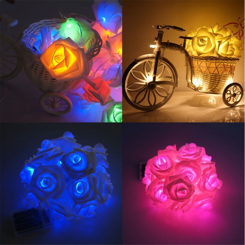 Dây đèn LED 20 bóng hình hoa hồng trang trí