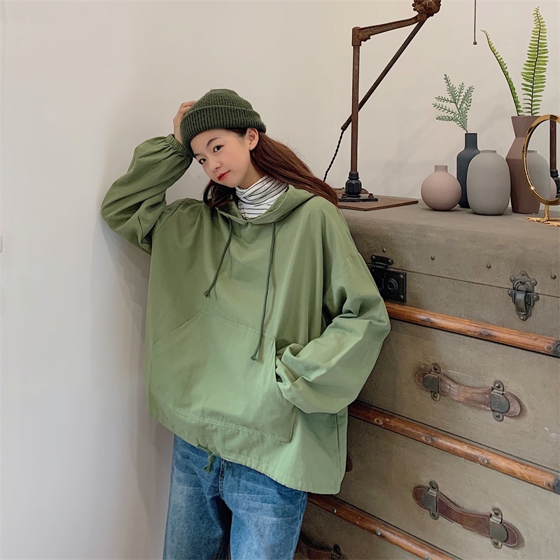 SUXI Áo Hoodie Thể Thao Màu Sắc Đơn Giản Dáng Suông Dễ Phối Đồ Thời Trang Xuân Thu Phong Cách Hàn Quốc Cho Nữ