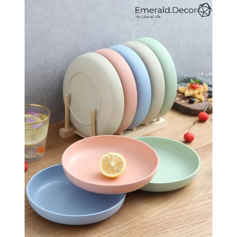 Đĩa nhựa lúa mạch tròn to 20cm, đĩa đựng thức ăn rộng tròn gọn nhẹ | BigBuy360 - bigbuy360.vn