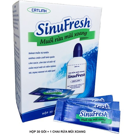 Bình rửa mũi xoang cát linh SinuFresh kèm 10 gói muối