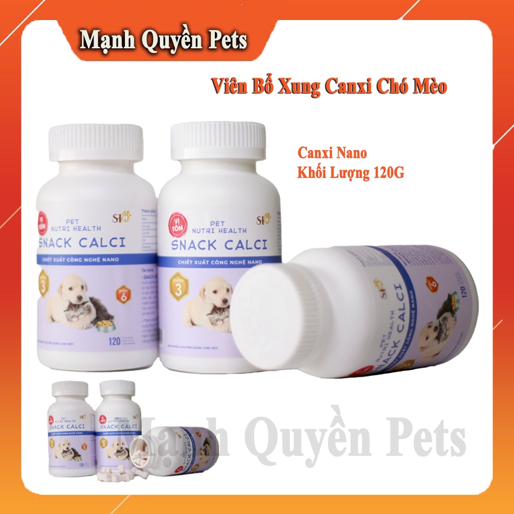 Viên Canxi Nano Chó Mèo, Viên Bổ Xung Canxi Hình Xương Chó Mèo SNACK CALCI - 120G