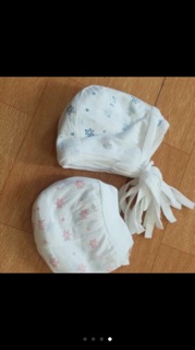 Combo 3 Mũ cotton sơ sinh mỏng, mũ chụp/mũ dây
