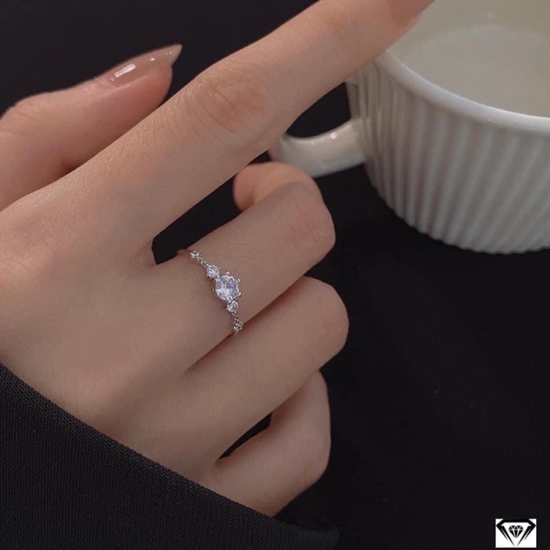 Nhẫn nữ ổ đá nhỏ hotrend chuẩn bạc ta-THJ SILVER