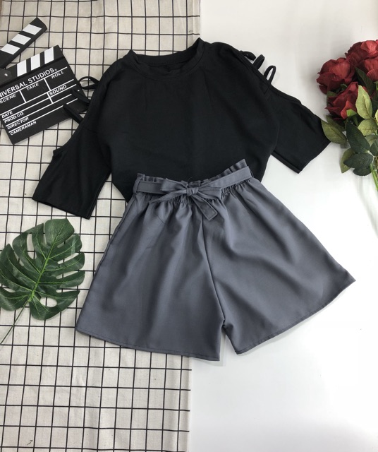 Quần short lưng thun kèm dây cột, hình thật ảnh sàn