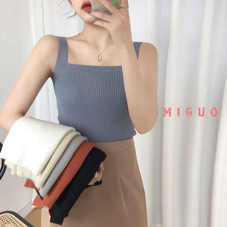 Áo Hai Dây Dệt Kim Cổ Vuông Thời Trang Cho Nữ