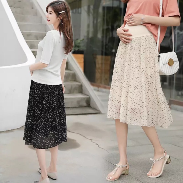 chân váy bầu xếp li đẹp dáng dài phong cách Hàn Quốc hợp thời trang hàng quảng châu cao cấp ✅sẵn hàng ✅