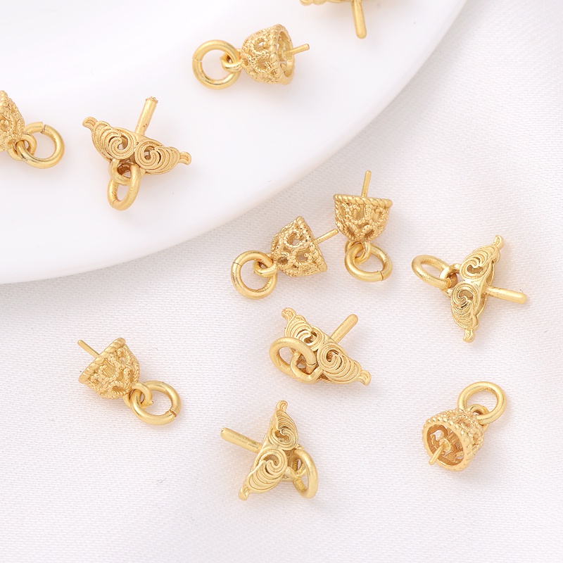 Nút Cài Nửa Lỗ Bằng Đồng Mạ Vàng 18K Dùng Làm Mặt Dây Chuyền Thủ Công diy