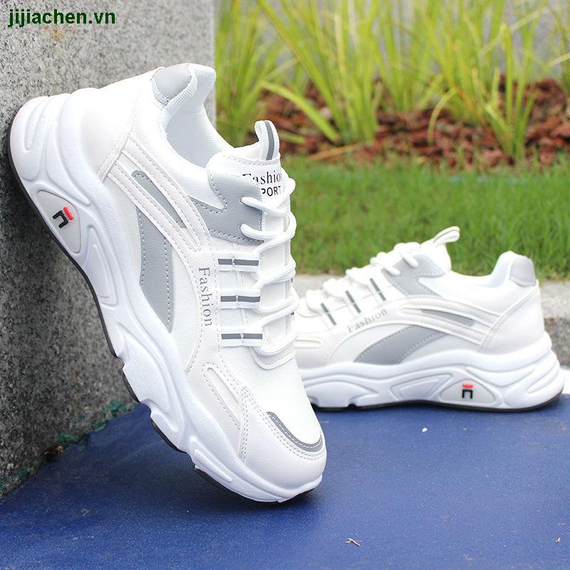Giày thể thao trắng cổ thấp khử mùi thoáng khí chống thấm nước thời trang thu đông cho nam