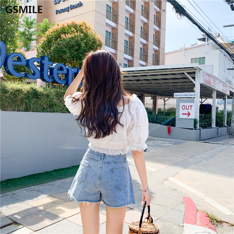 Quần short denim lưng cao kiểu dáng Hàn Quốc | BigBuy360 - bigbuy360.vn