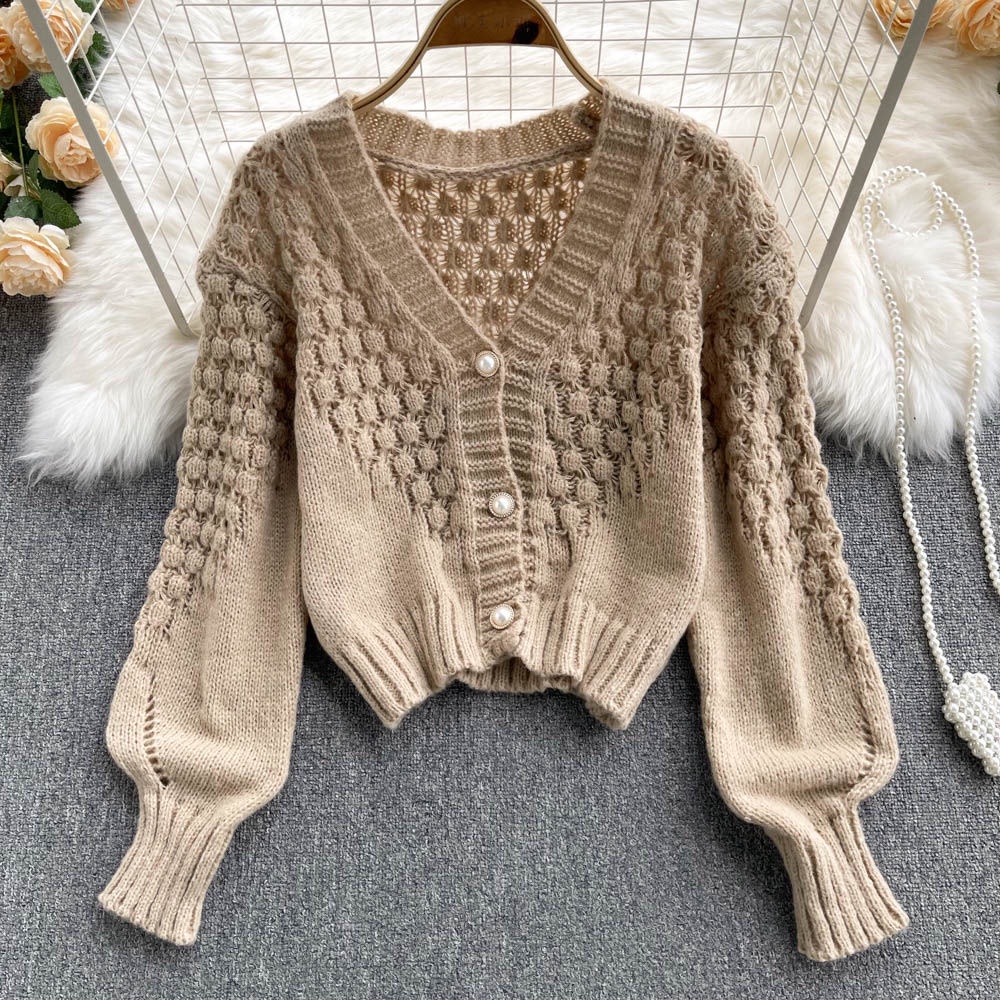 Áo Khoác Cardigan Dệt Kim Cổ Chữ V Thời Trang Thu Đông Hàn Quốc 2023 Cho Nữ