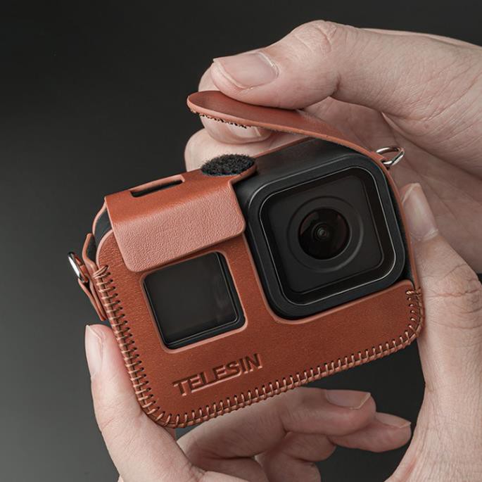 Bao da Ốp GoPro 5 6 7 8 Cao Cấp Có Dây Đeo Chính Hãng Telesin