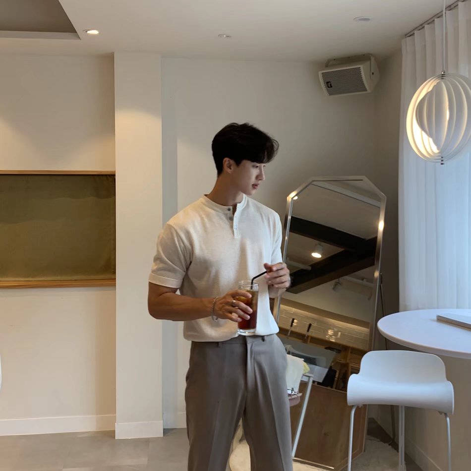 Áo Thun polo Dệt Kim Mỏng Tay Ngắn Màu Trơn Size M-3XL Thời Trang Mùa Hè Cho Nam