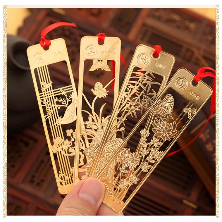 Bookmark cổ trang kim loại mỏng bookmark mai lan cúc trúc 20k/chiếc đánh dấu trang phong cách cổ trang Trung quốc cổ đại