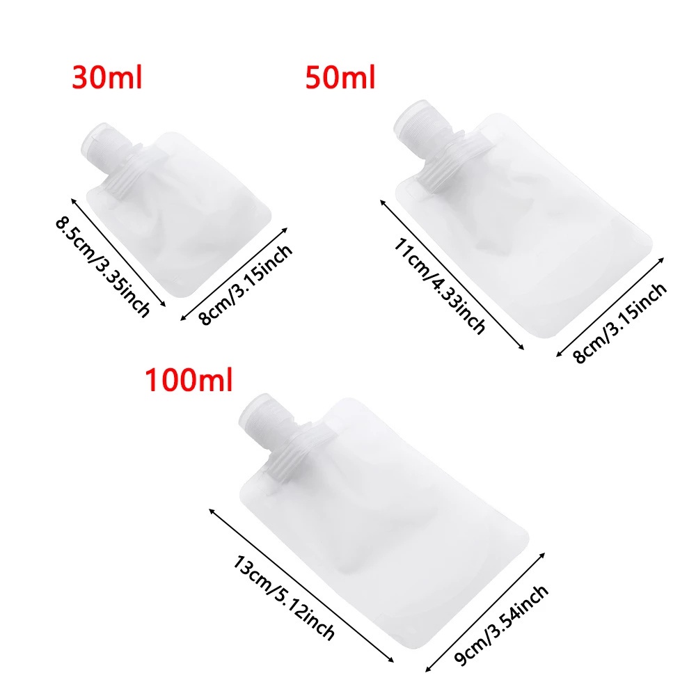 Túi Nhựa Nắp Lật Trong Suốt Đựng Dung Dịch Trang Điểm 30 / 50 / 100ml