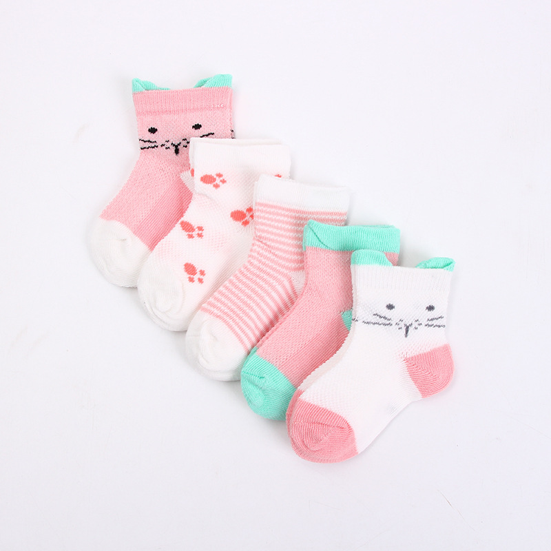 Set 5 Đôi Tất Cotton Hoạ Tiết Hoạt Hình Đáng Yêu Cho Bé