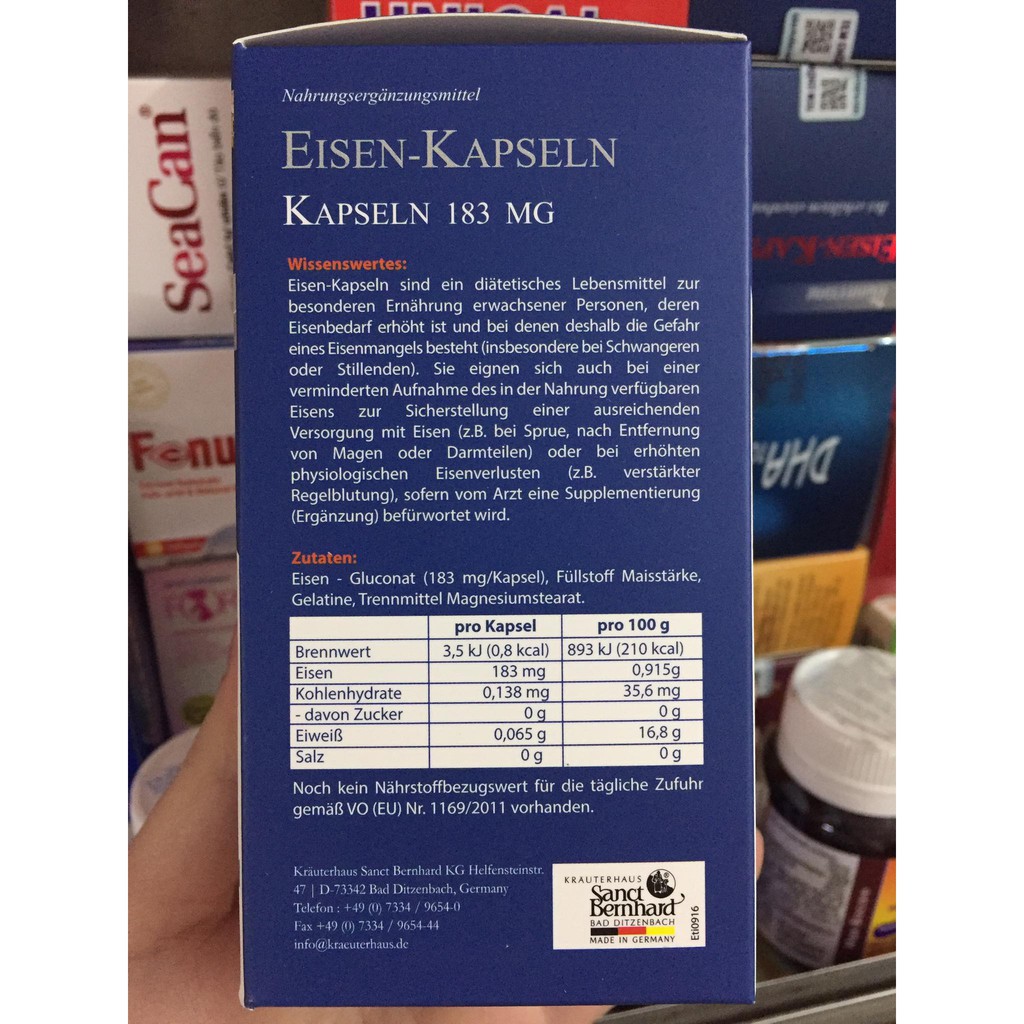 Viên uống bổ sung sắt FE Eisen-Kapseln
