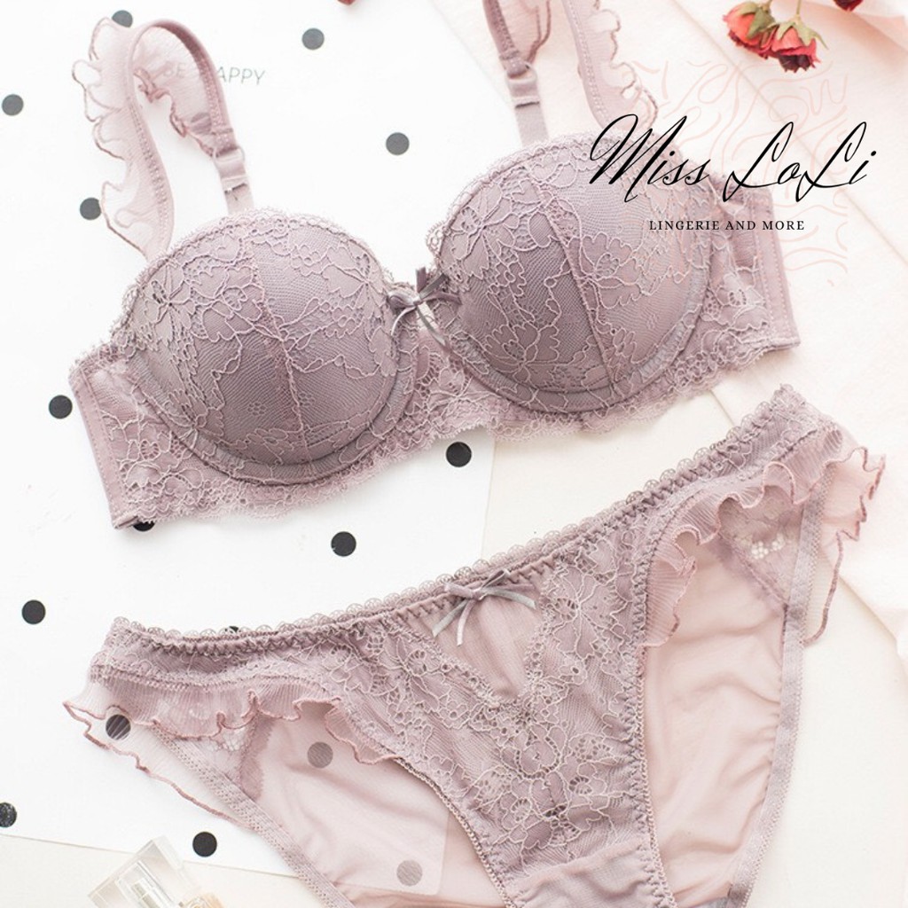 Bộ Đồ Lót Nữ LOLI002 Cenka Nơ Ren Bèo, Áo Lót Nữ Có Gọng Mút 2cm, Áo Bra Cao Cấp | BigBuy360 - bigbuy360.vn