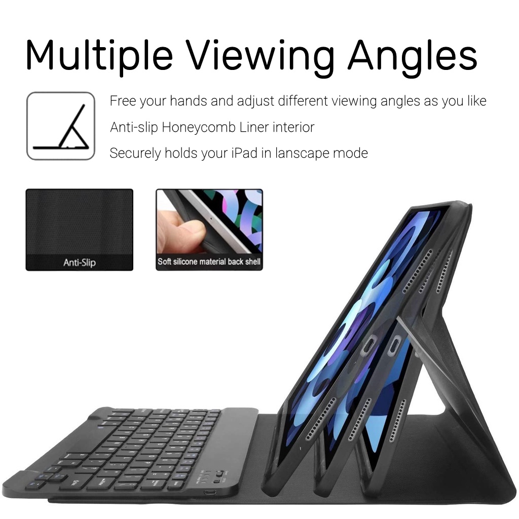 NIXXOS Bao Da Có Bàn Phím Bluetooth Không Dây Có Đèn LED Nền 7 Màu Cho iPad 10.2&quot; iPad 7th/8th/9th Gen 10.9&quot; Air4/Air