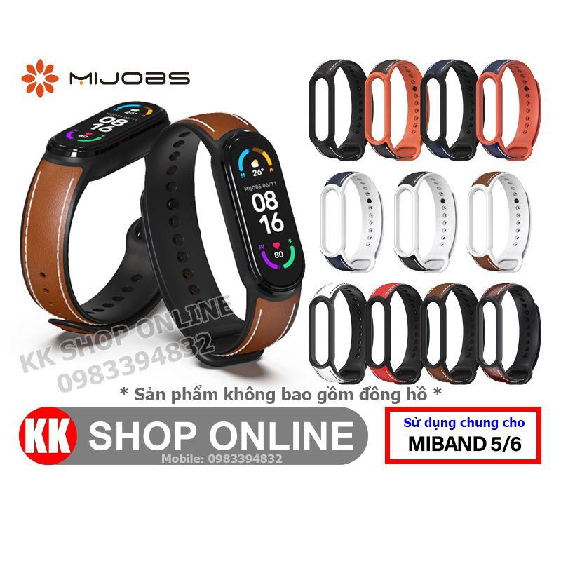 Dây đeo miband MIJOBS cao su phối da cho Xiaomi Miband 5 Xiaomi Miband 6