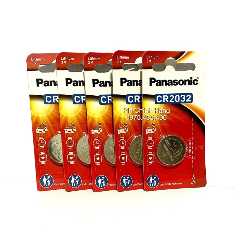 Bộ 5 Pin CR2032 Panasonic Lithium 3V Cao Cấp Vỉ 1 Viên