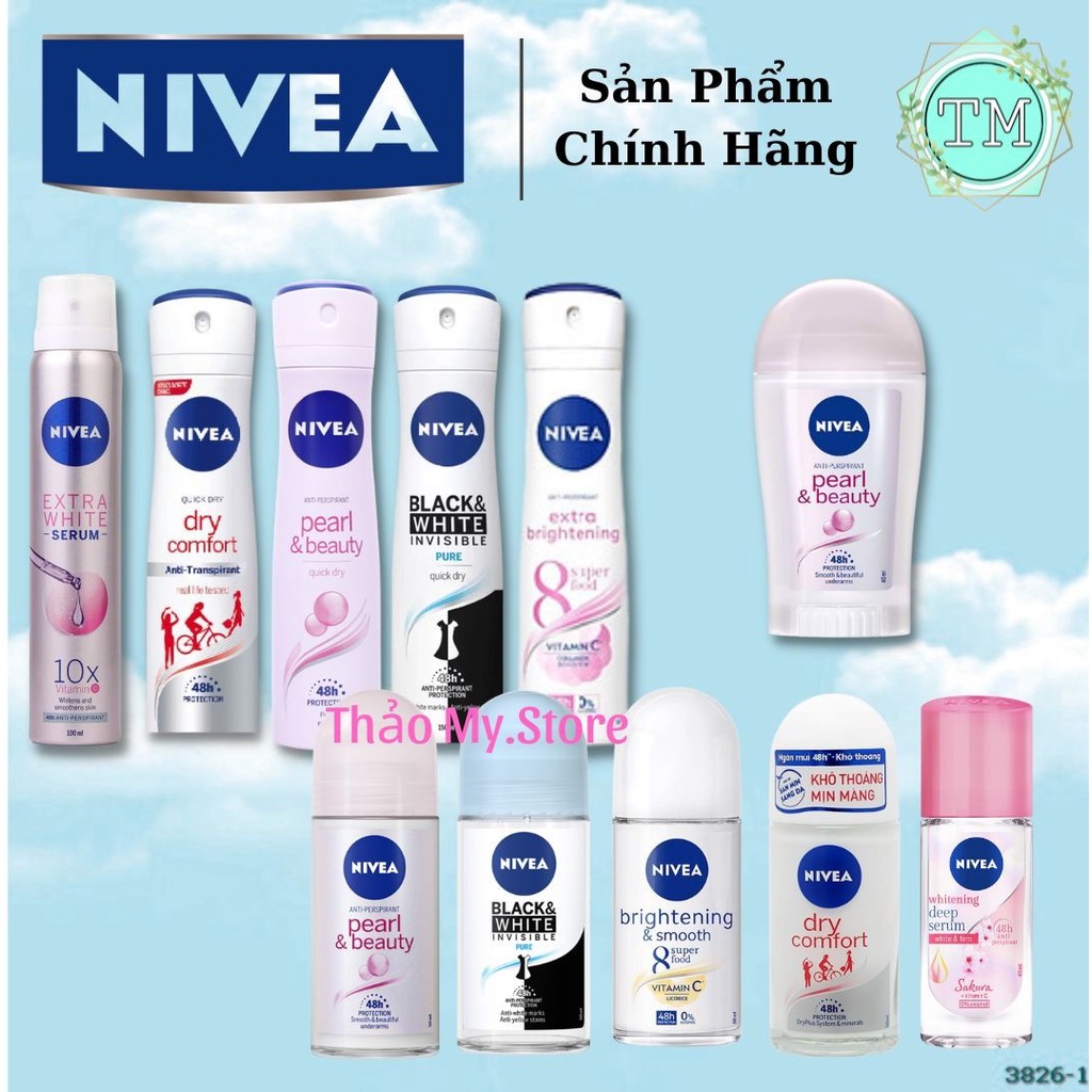 Xịt + Lăn Khử Mùi NIVEA Dành Cho Nữ Các Loại 150 ml - 50ml - 40ml - 25ml