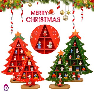 Phụ Kiện Trang Trí Bằng Gỗ Màu Đỏ / Xanh Lá Cây Đẹp Mắt Trang Trí Cây Thông Noel Diy