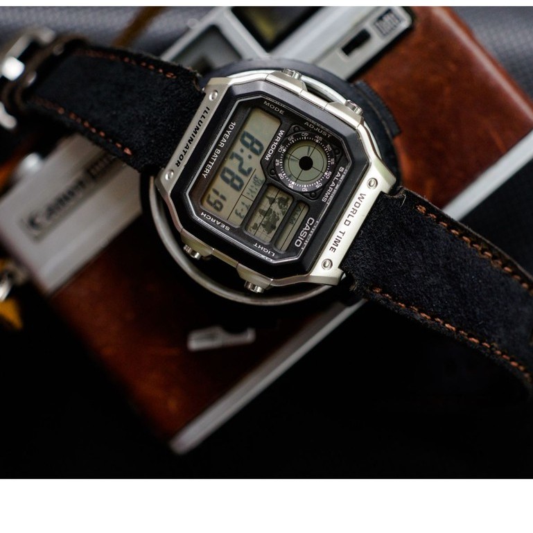 Dây đồng hồ RAM Leather da bò lộn màu đen tuyền – RAM classic 1966 (tặng đầy đủ khóa, chốt, cây thay dây)