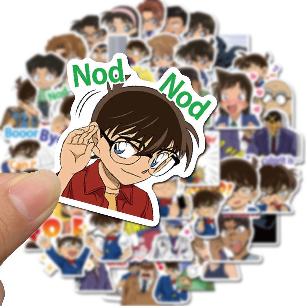 Bộ 50 Sticker Conan - Miếng dán decal chống nước hình dán Conan Kaito Kid Ran Mori Haibara STK15