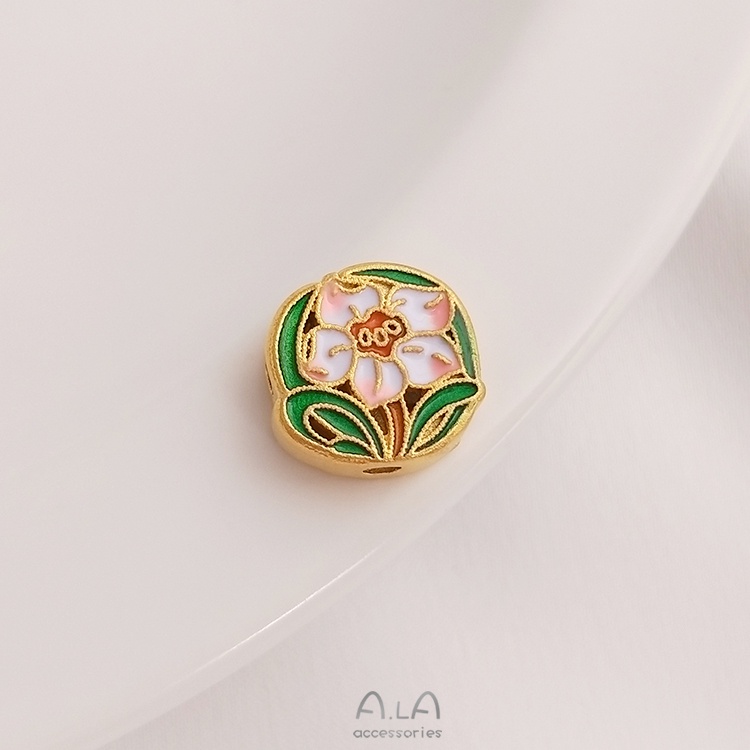 Cát Vàng Xanh Tráng Men Xanh Dương Có Lỗ Rỗng Làm Vòng Đeo Tay diy