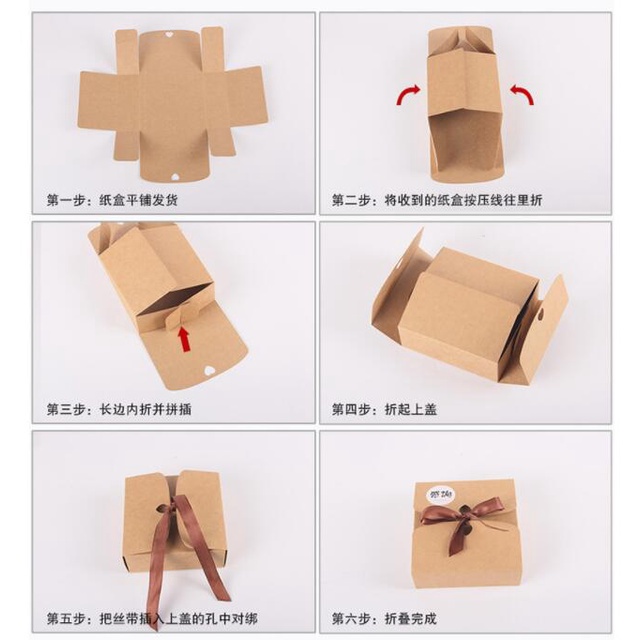 Hộp Giấy Kraft Đựng Bánh Kẹo Làm Thủ Công Nhiều Kích Thước